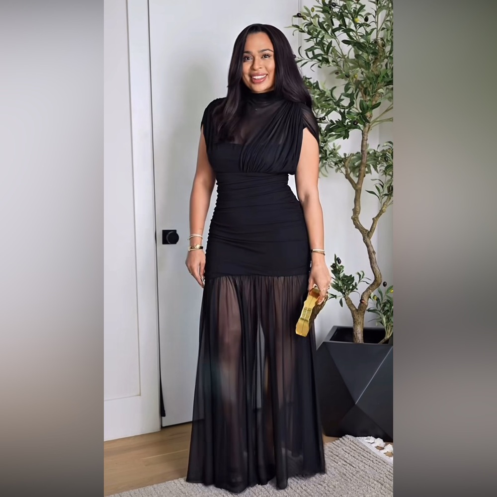 ZARA COMBINED DRAPED MIDI DRESS - Picture 4 of 16
